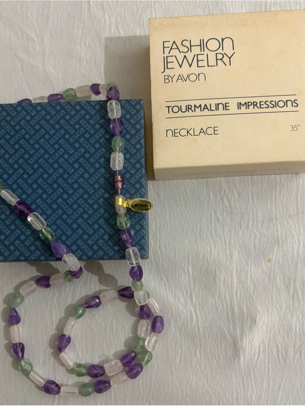 Vintage Avon Tourmaline Impressions Multicolor Beaded Necklace 1982